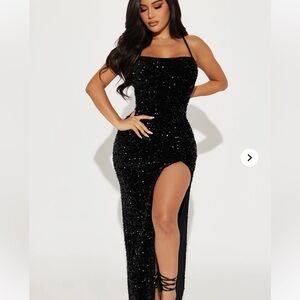 Elegant Black Sequin Evening Dress